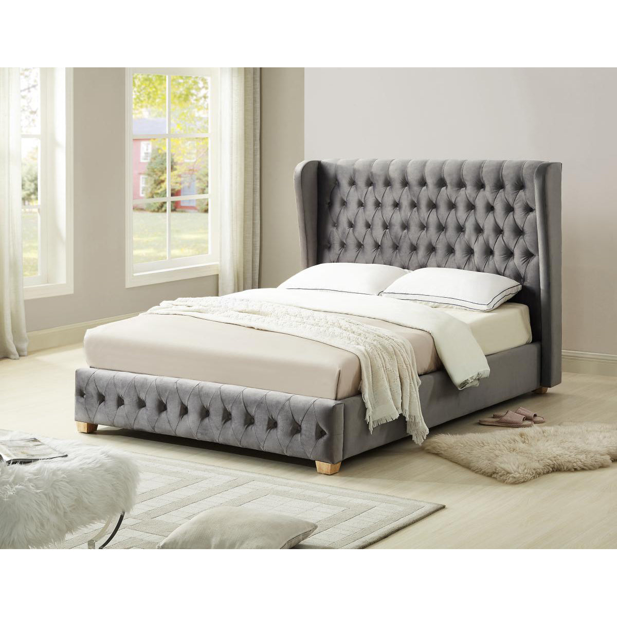 Anderton Velvet Bed Silver