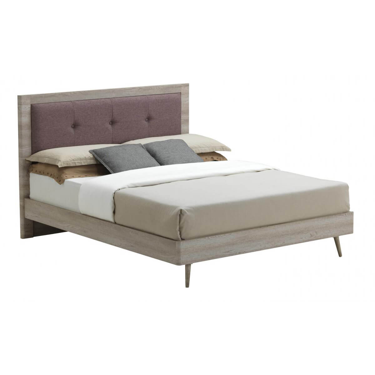 Belvoir Bed Grey Oak & Mocca Fabric