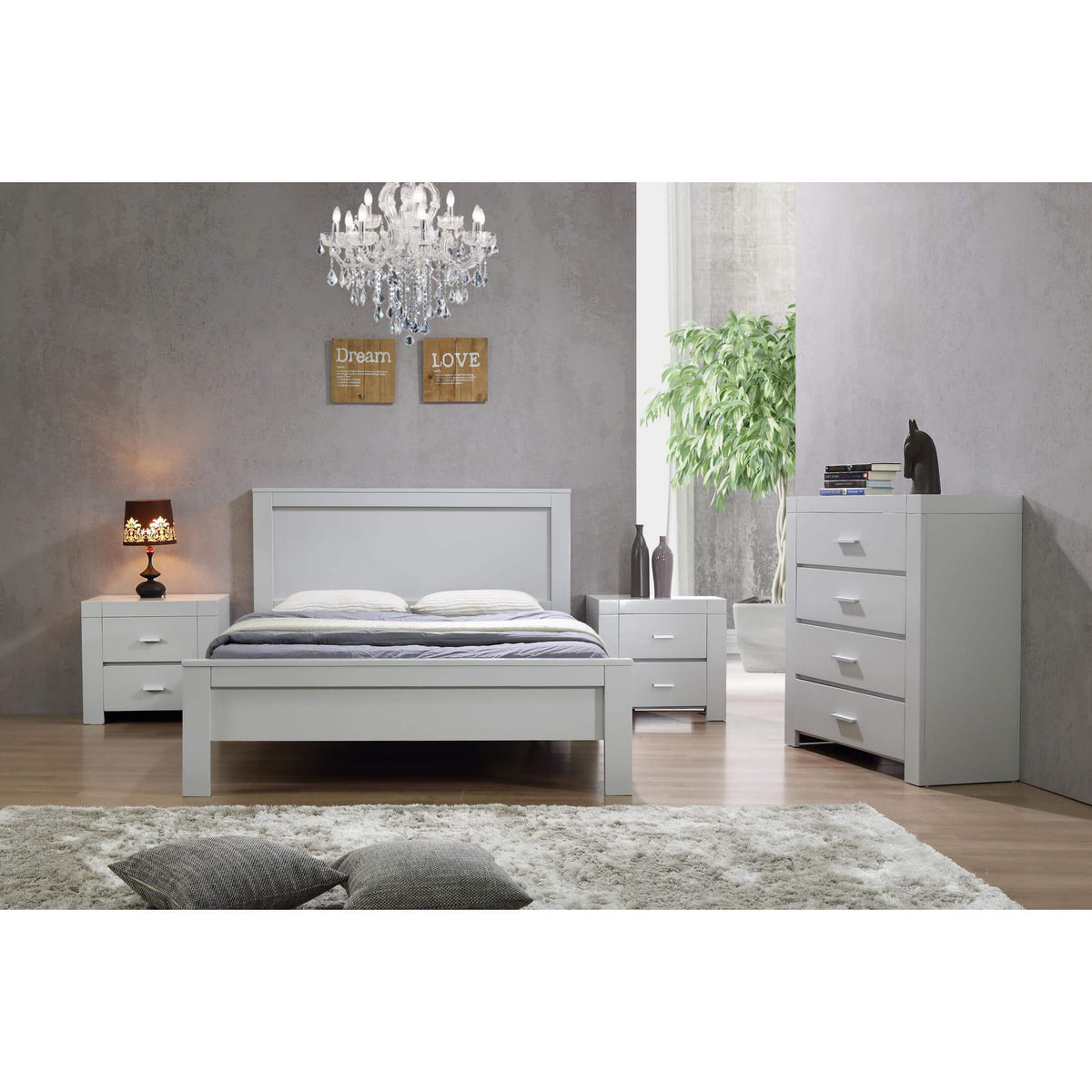 California Bed Solid Rubberwood
