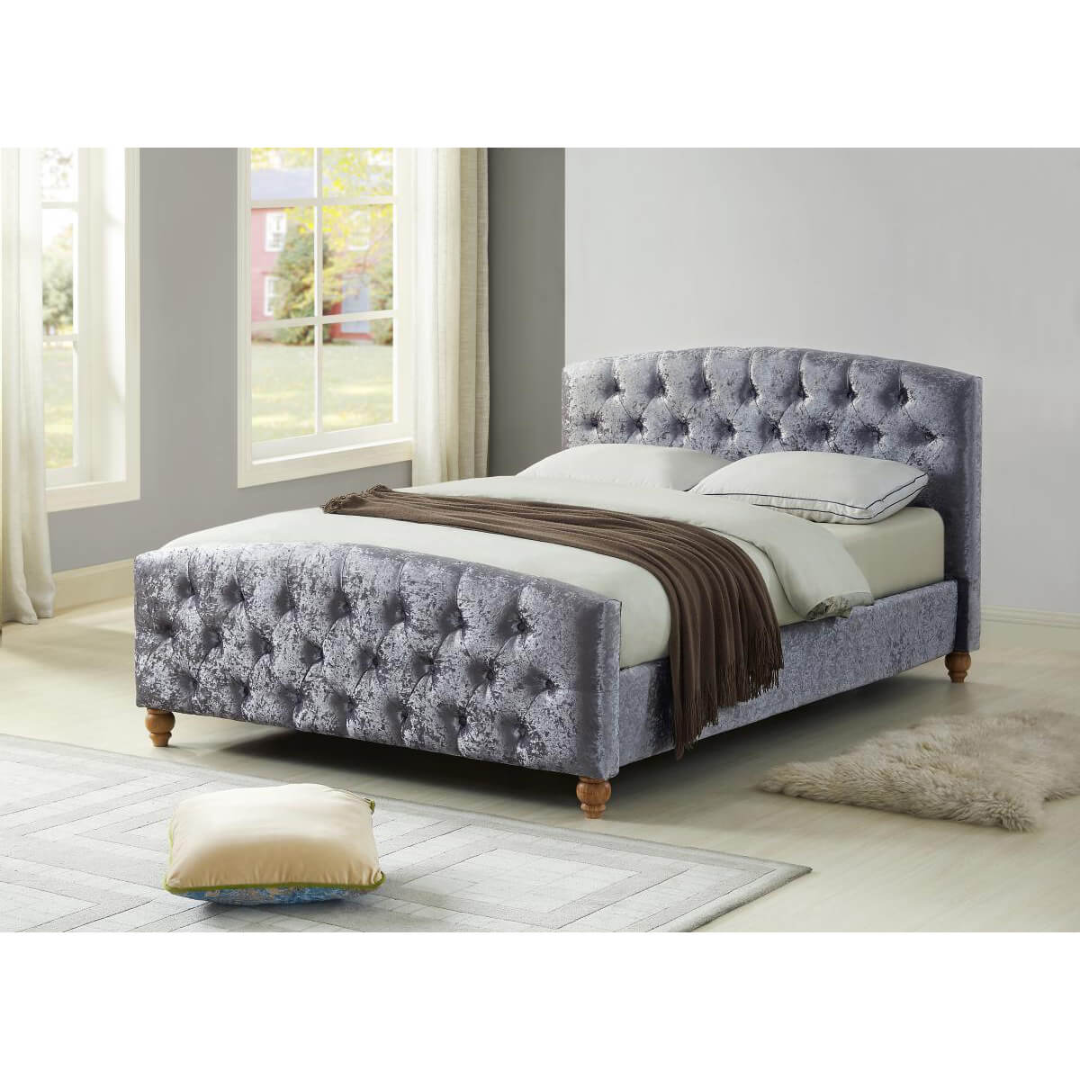 Millbrook Crushed Velvet Bed Silver