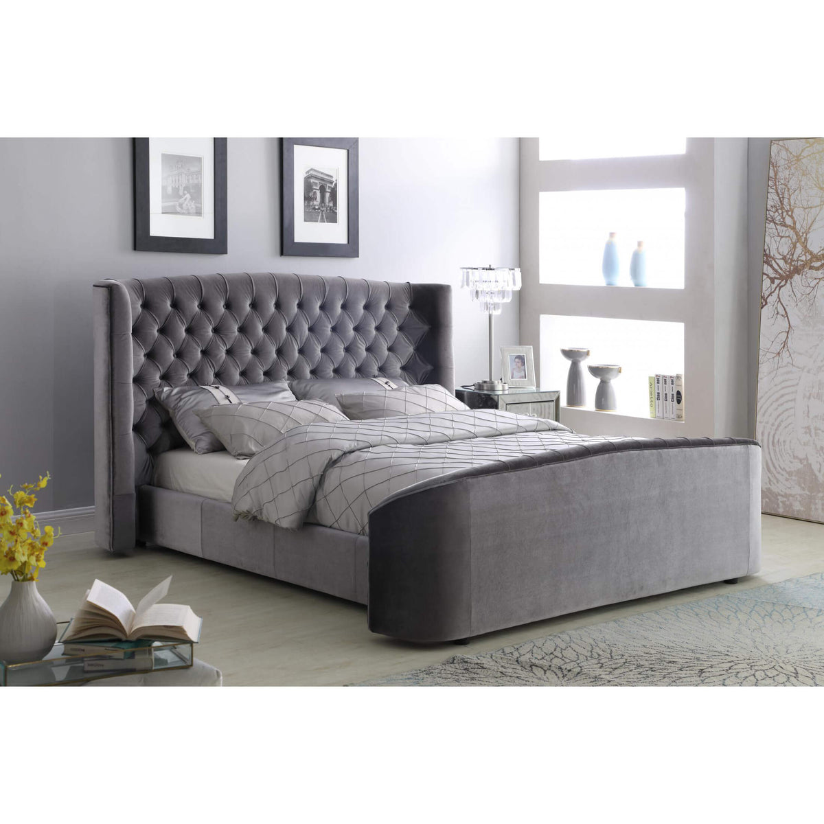 Oregon Velvet Bed Silver