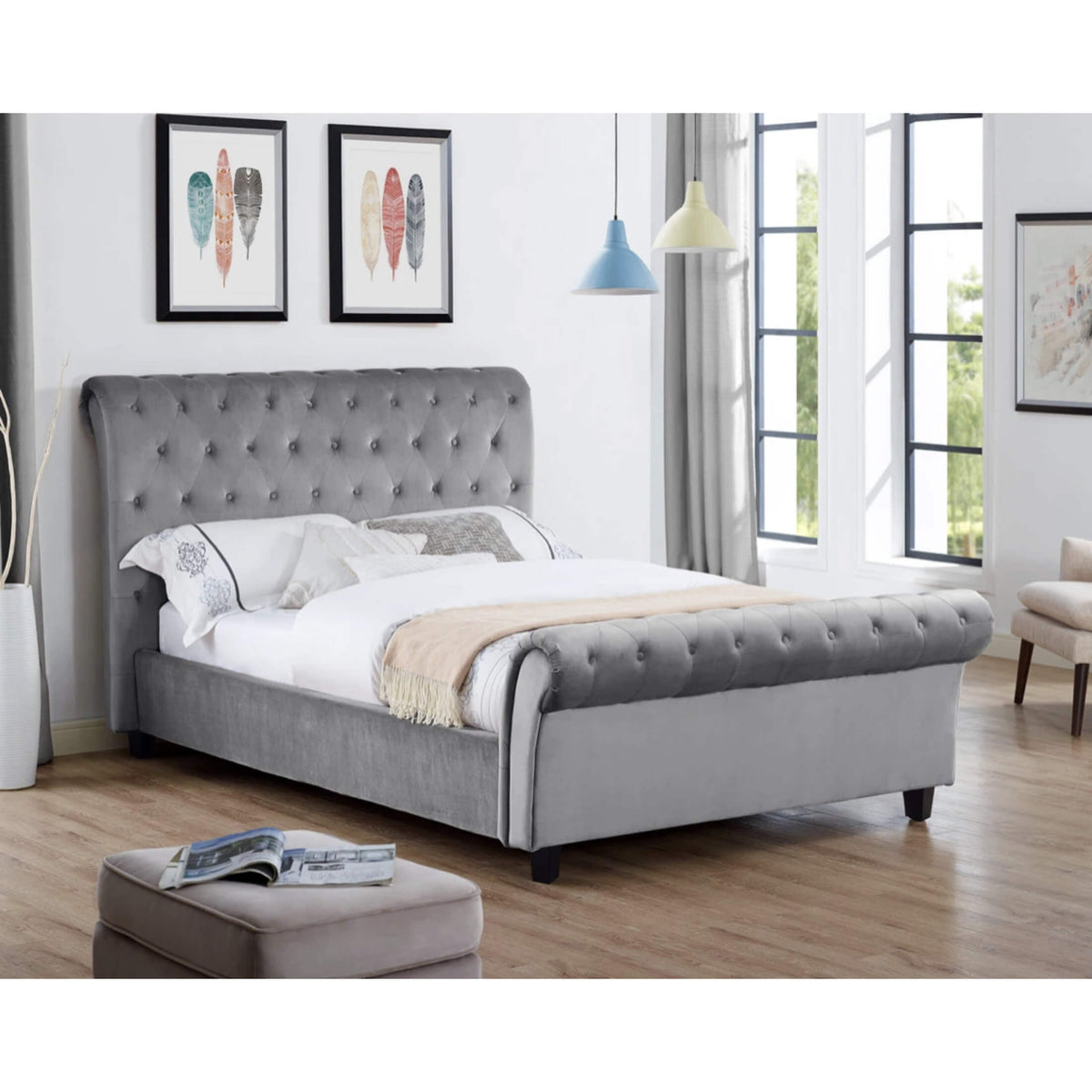 Casablanca (Serenity) Velvet Bed Silver