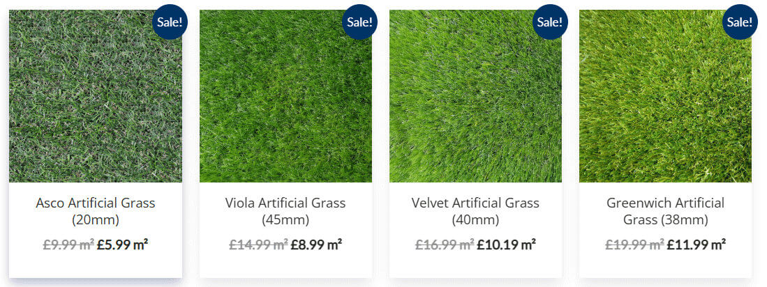 Artificial grass for gardens.
